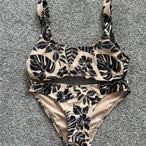 Xhilaration Black and Tan Floral Bikini
